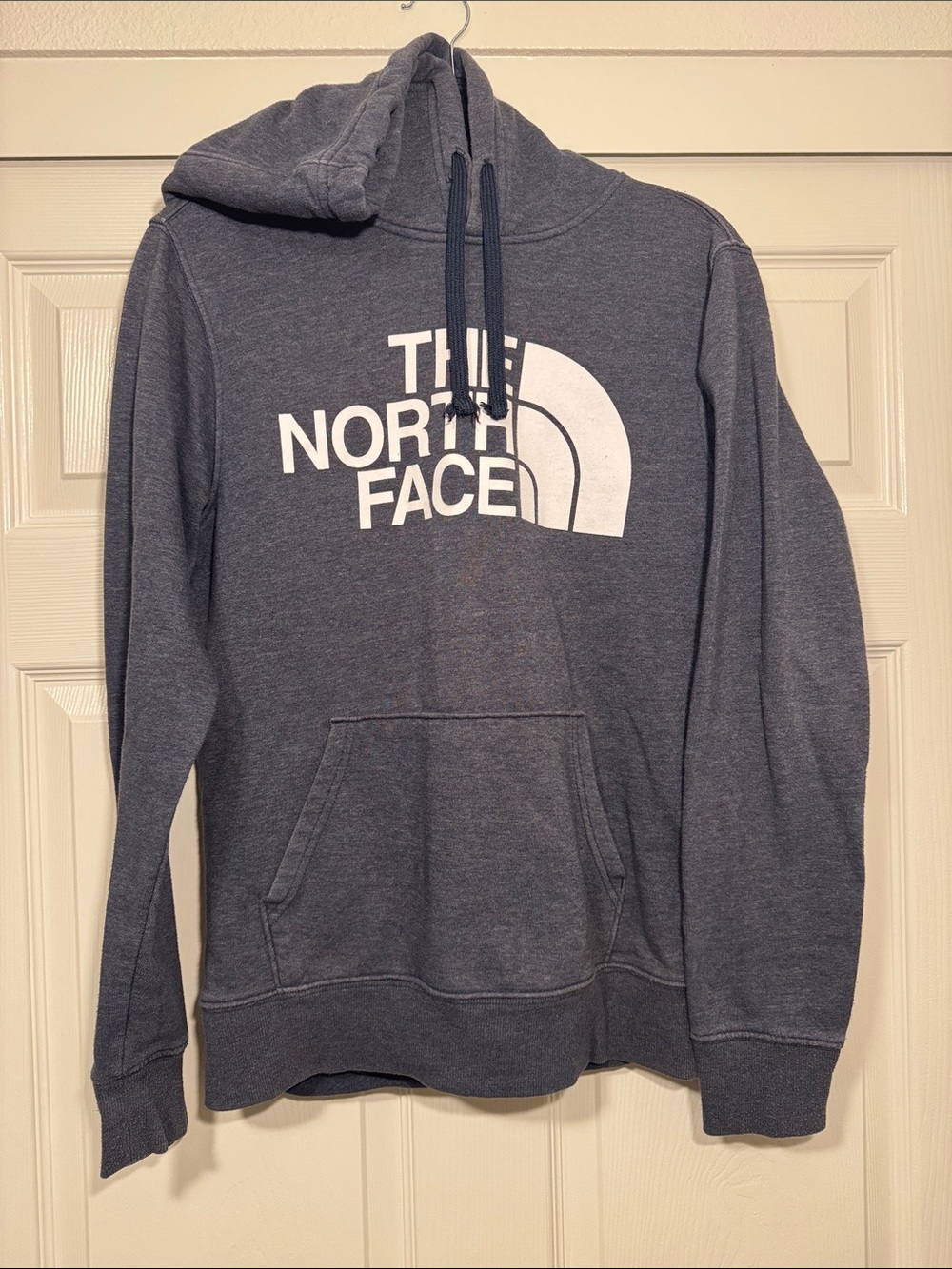 The North Face Men's Dark Gray Crewneck Hoodie with White Logo